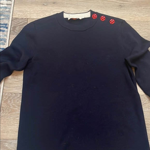 Tory Burch Black Fitted Blouse with Crew Neck and Bell Sleeves - Picture 5 of 9